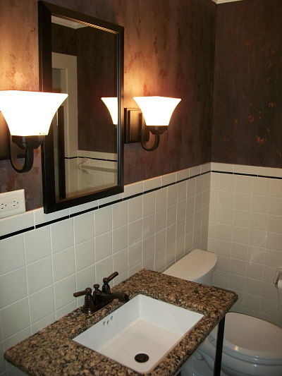 Half Bath with Tile and Faux Finish Walls Half Bath with Tile and Faux Finish Walls