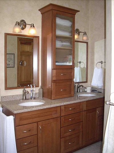 6 Design Ideas For Bathroom Vanities, Bathroom Storage Tower Between Sinks