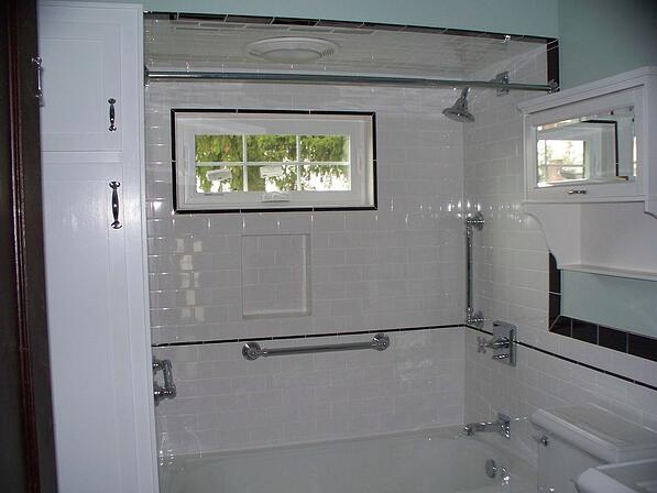 tub and shower with grab bars