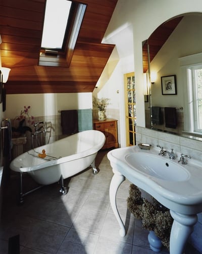 bathroom with irregular space
