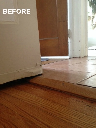 BEFORE: uneven floors present tripping hazard