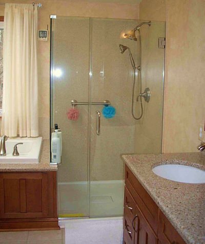 Custom Shower Enclosure with Frameless Inline Door