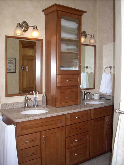 Dual Undermount Bathroom Sinks with Storage Cabinets