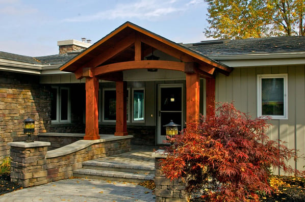 front porch with natural stone veneer