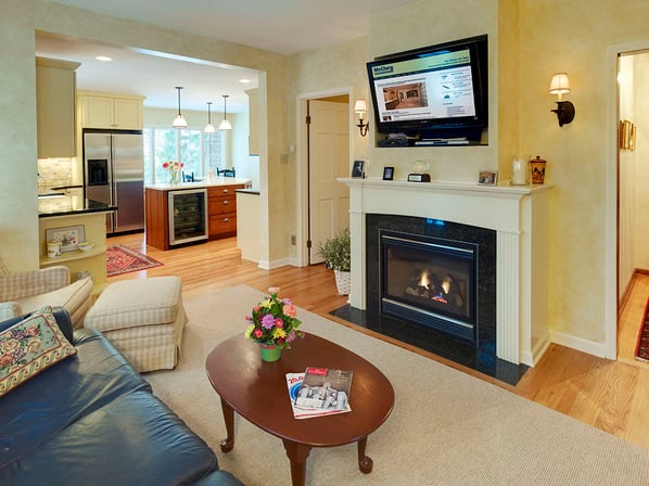 Gas Fireplace with TV Above Mantel