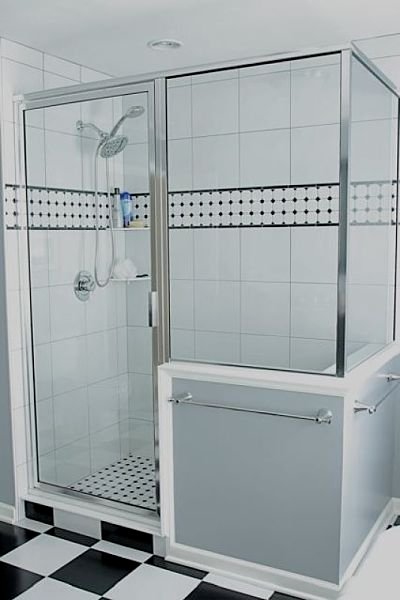 Master Bath Shower with Custom Tile Shower Base