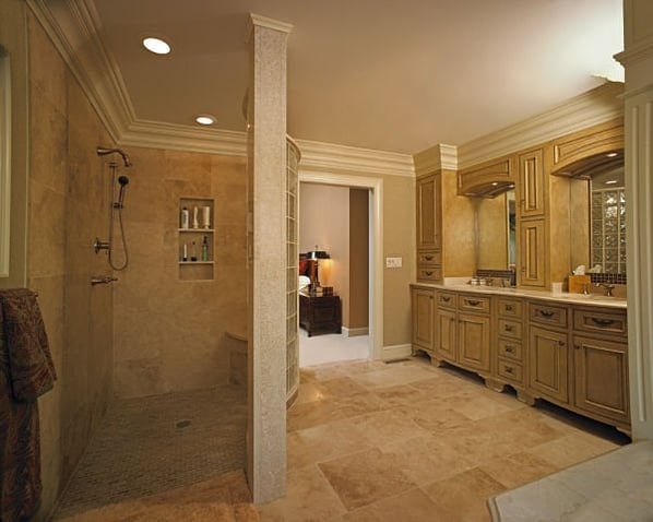 Slip-resistant bathroom floor and shower base