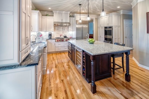 kitchen addition with two-tone cabinets