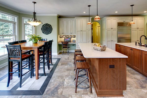 Kitchen with Chandelier and Pendant Light Fixtures
