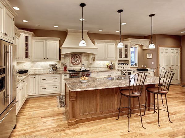 Kitchen Island with Pendant Lights