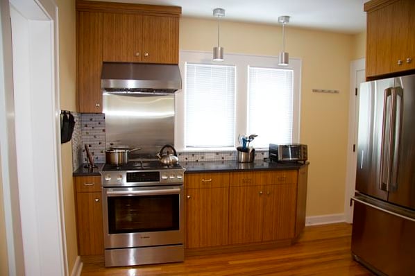 kitchen with bamboo cabinets