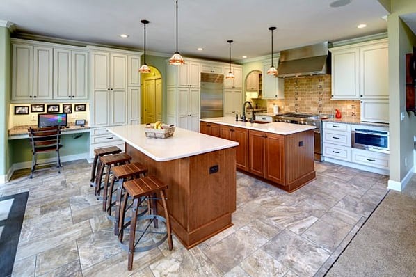 kitchen with two islands