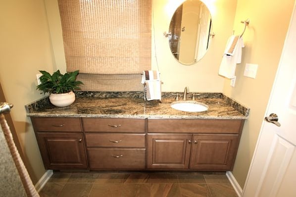 master bath vanity with single sink