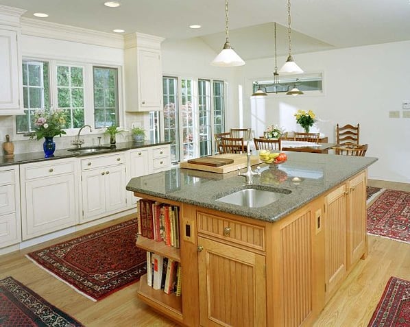 open kitchen with second sink on large island