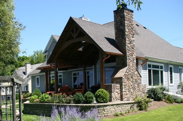 stone outdoor fireplace chimney