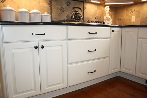painted cabinets with raised panel doors