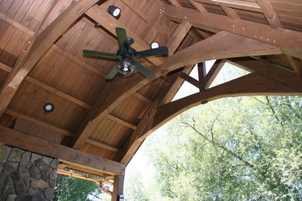 porch with recessed and spot lights