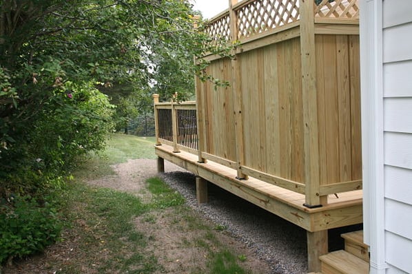 pressure treated deck with privacy screen