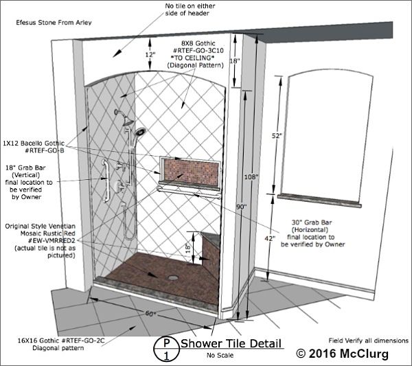 Walk-in Shower and Niche Drawing