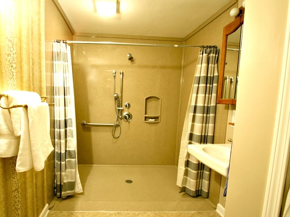 Walk-in Shower with Ramped Shower Base