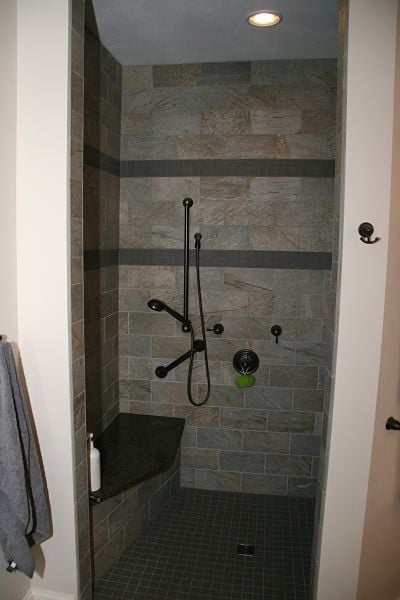 custom doorless walk-in shower