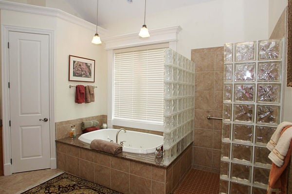 Doorless Walk-in Shower with Glass Block Walls