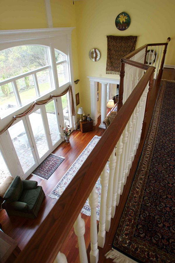 floor second balcony railing interior story stairs stair below pass through sides 2nd railings modern stairway steps banister colonial addition